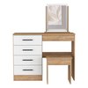 Tuhome Kaia Makeup Dressing Table, Four Drawers, One Mirror, Stool, Pine/White TMB7906